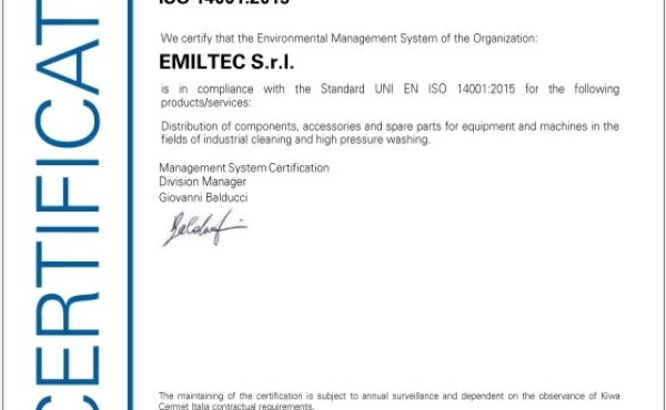 ISO 14001 - Emiltec's environment friendliness is now certified!